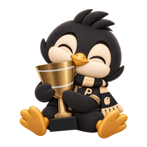 Mascota de Piqo con el trofeo de la Serie A